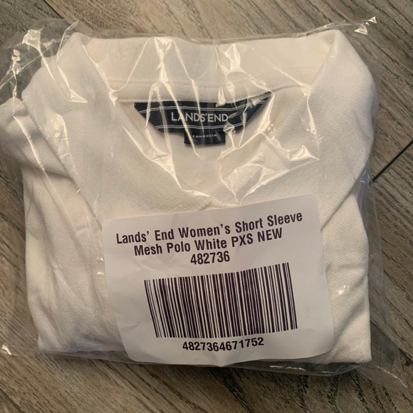 NWT LANDS' END WOMEN'S SHORT SLEEVE‎ MESH POLO SHIRT WHITE PXS & SMALL - Picture 8 of 11